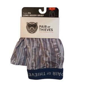 Pair Of Thieves S 28-30" Long Boxer Brief Gray Striped Men's Underwear NEW
